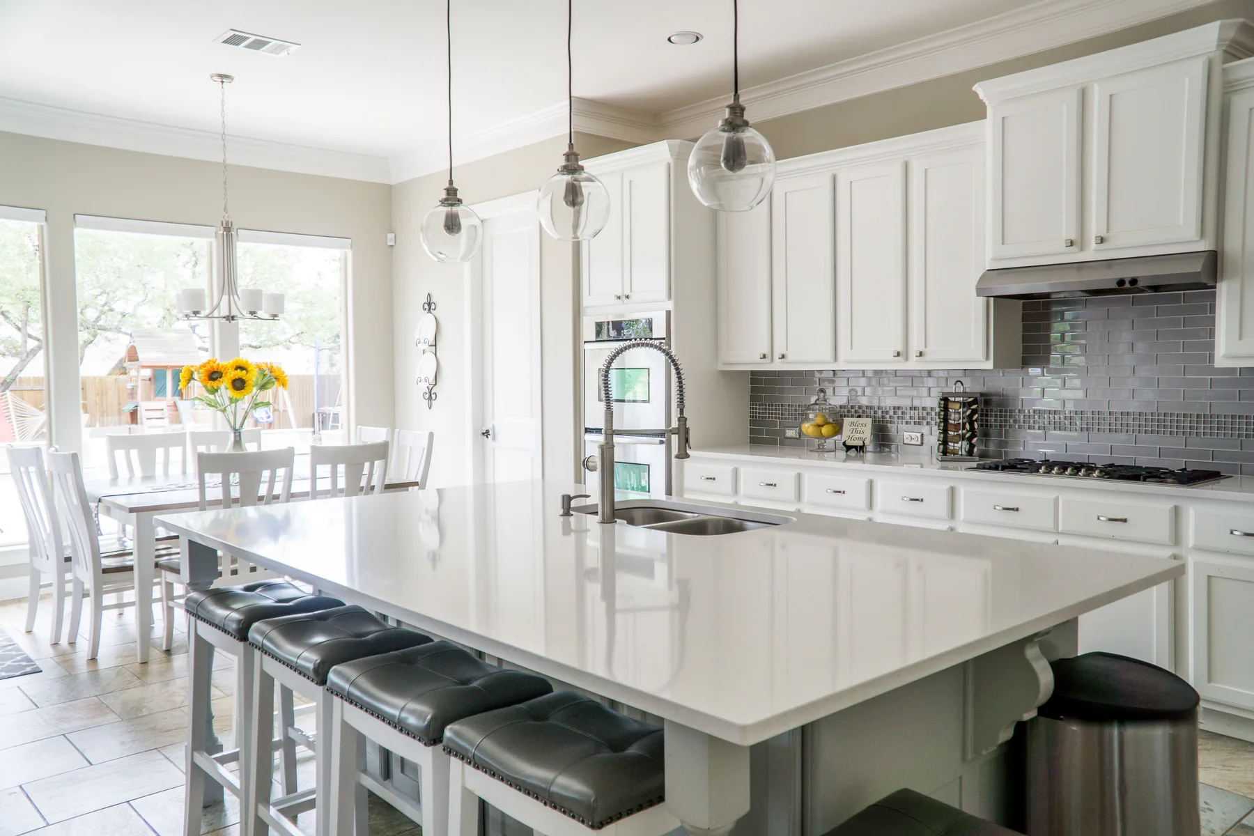 Bright kitchen with island and warm wood tones — design inspiration