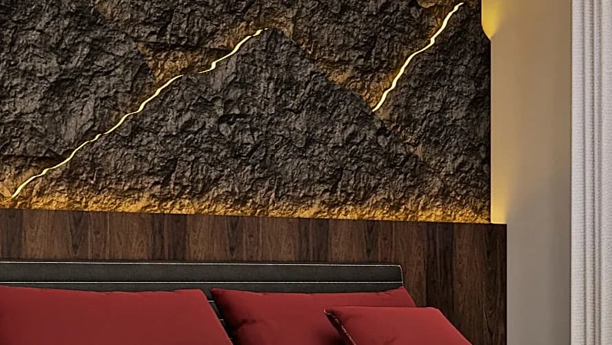 WB Interior Bedroom feature wall composition design render