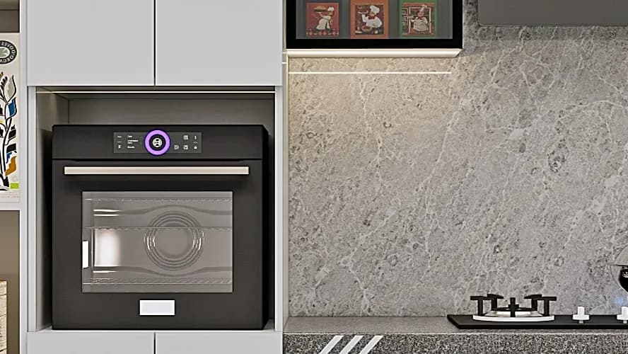 WB Interior Oven niche and marble splash design render