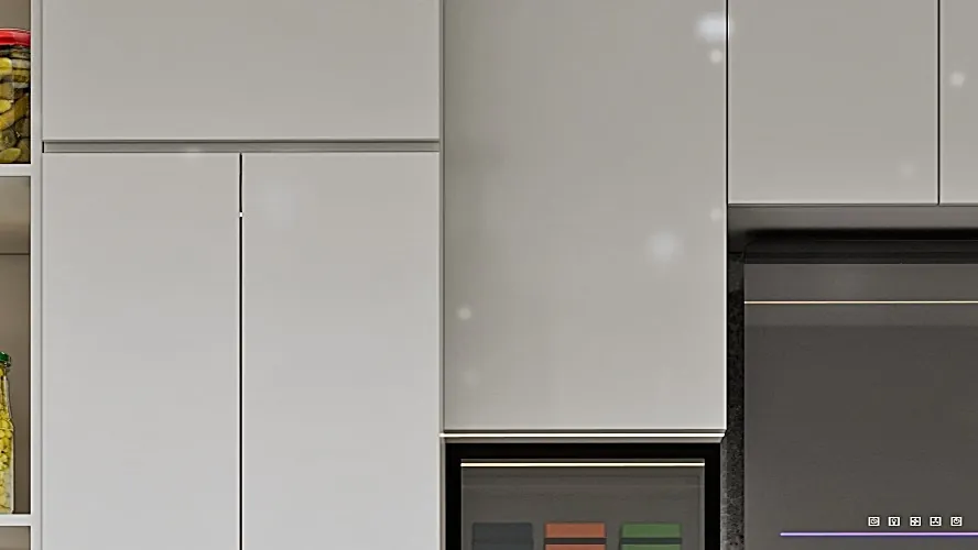 WB Interior Handleless cabinetry stack design render